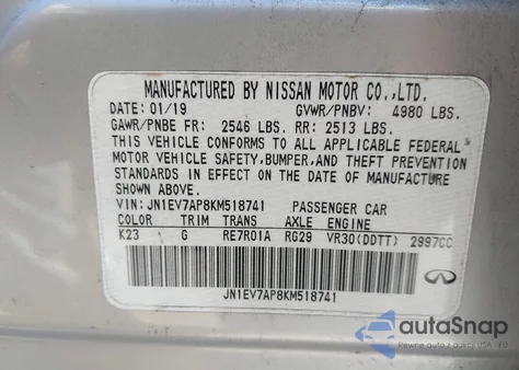 2019 Infiniti Q50 3.0T Luxe from USA, damaged, VIN JN1EV7AP8KM518741